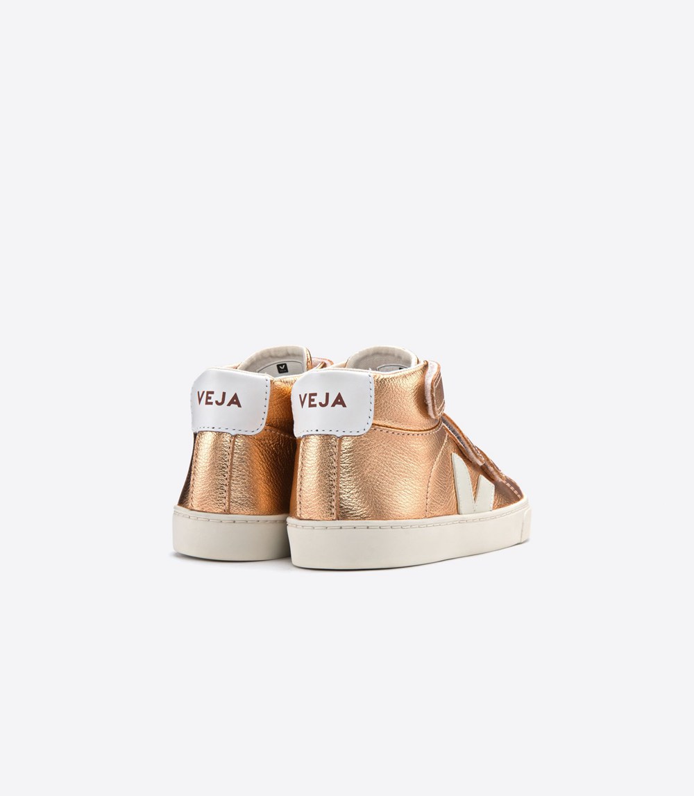 Veja Sneakers Copii - Esplar Mid Velcro Piele - Aurii/Albi - 2308561-KN